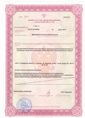 Лицензия на осуществление фармацевтической деятельности #1